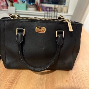Michael Kors Black Satchel with Gold Accents